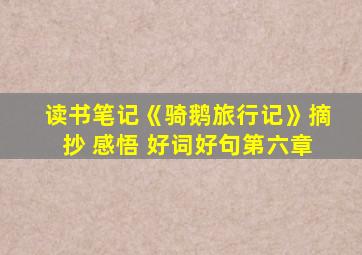 读书笔记《骑鹅旅行记》摘抄 感悟 好词好句第六章